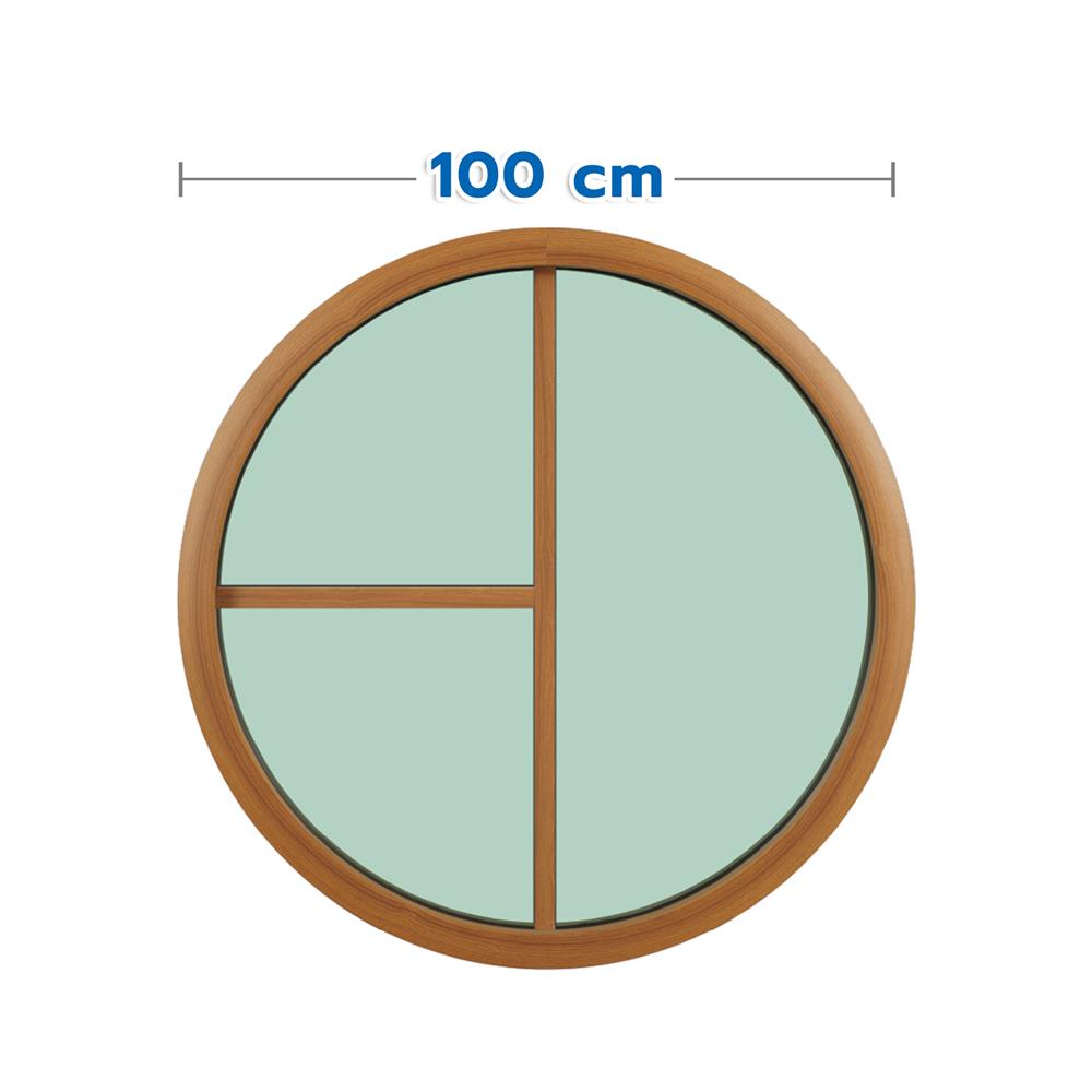 ช่องแสงหน้าต่างอะลูมิเนียม วงกลม KPA 3 ฟัก 100x100 ซม. สีลายไม้