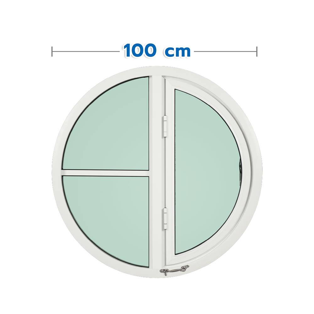 ช่องแสงหน้าต่าง อะลูมิเนียม วงกลม บานเปิด KPA 2 ฟัก 100x100 ซม. สีขาว