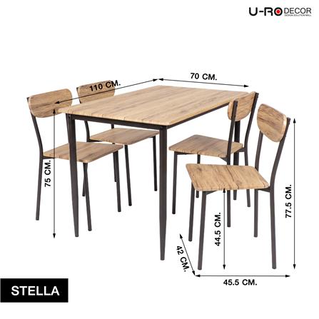 ชุดโต๊ะทานข้าว 4 ที่นั่ง U-RODECOR STELLA 000002191 สีน้ำตาล_16