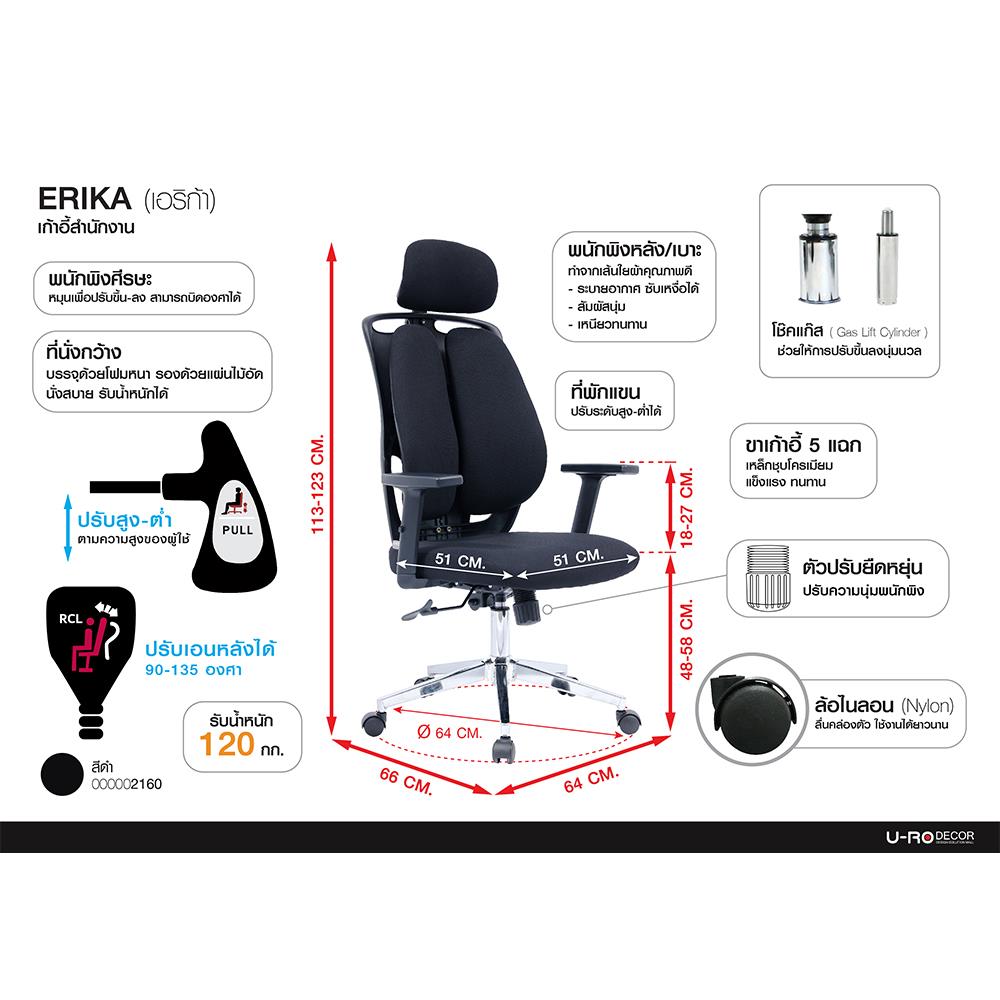 เก้าอี้สำนักงาน U-RODECOR ERIKA สีดำ