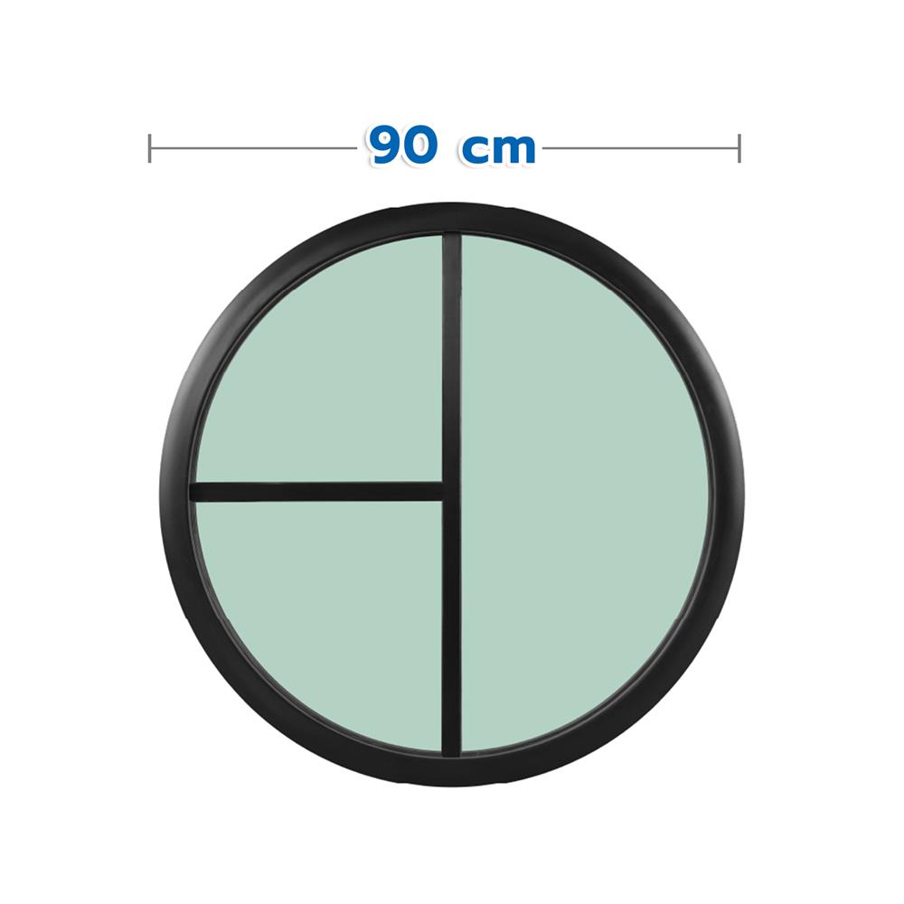 ช่องแสงหน้าต่างอะลูมิเนียม วงกลม KPA 3 ฟัก 90x90 ซม. สีดำ