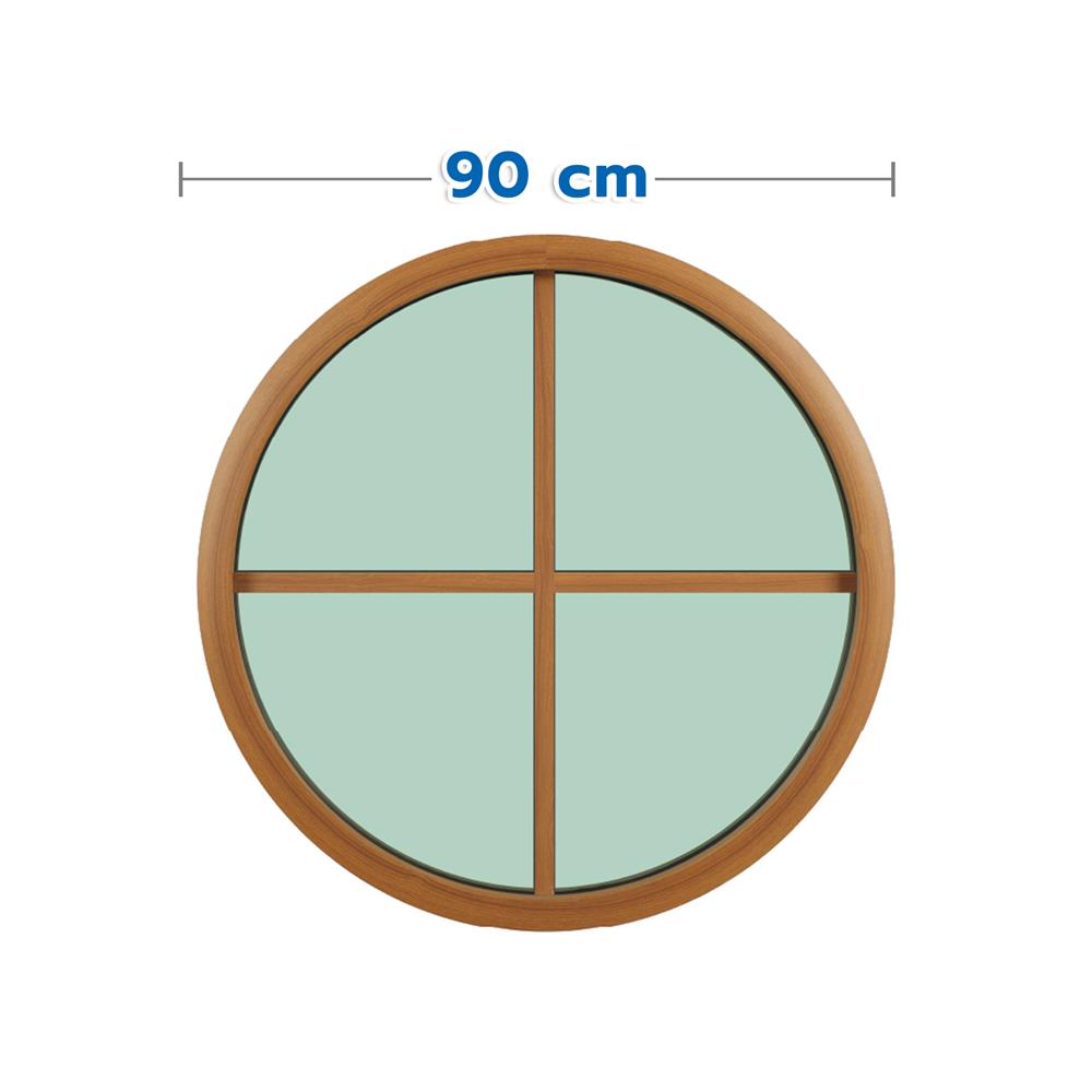 ช่องแสงหน้าต่างอะลูมิเนียม วงกลม KPA 4 ฟัก 90x90 ซม. สีลายไม้