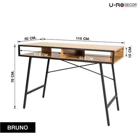 โต๊ะทำงานไม้ U-RODECOR BRUNO 110 ซม. สีโอ๊ค_9