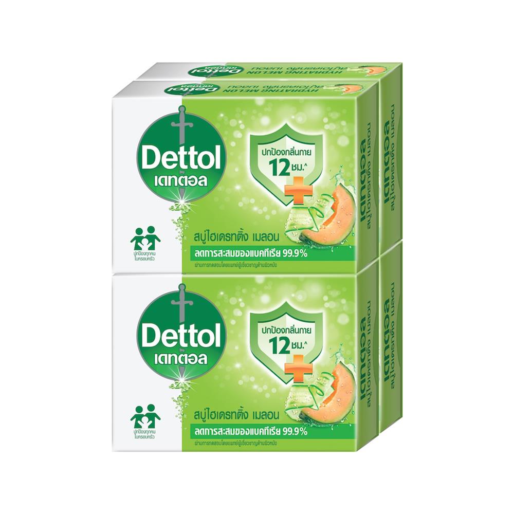 สบู่ก้อน DETTOL ไฮเดรทติ้ง เมลอน 60 กรัม (แพ็ก 4 ชิ้น)