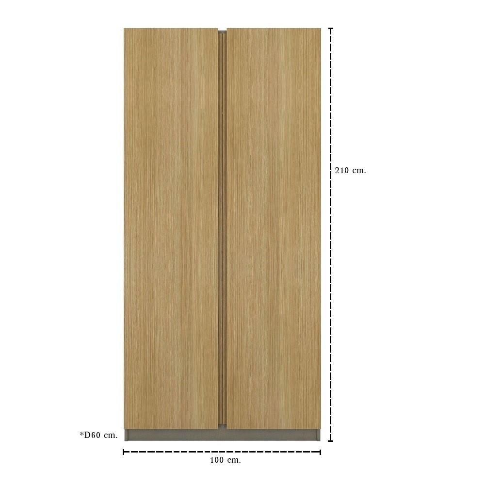 ตู้เสื้อผ้า 2 บานเปิด KONCEPT BLOX 19241694 100 ซม. สีแคชชูโอ๊ค