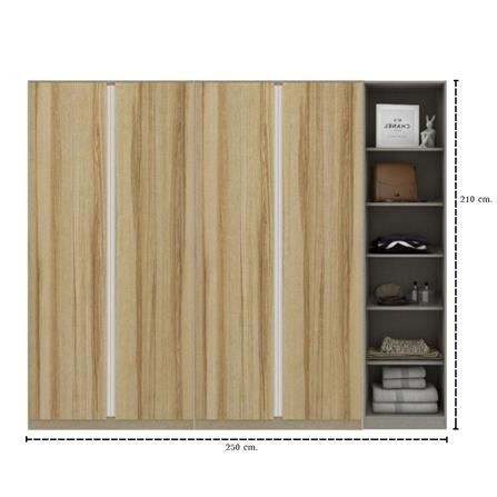 ตู้เสื้อผ้า 4 บานเปิด KONCEPT BLOX 59058157 250 ซม. สีลินเบิร์กโอ๊ค_5