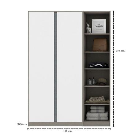 ตู้เสื้อผ้า 2 บานเปิด KONCEPT BLOX 59058423 150 ซม. สีขาว_4