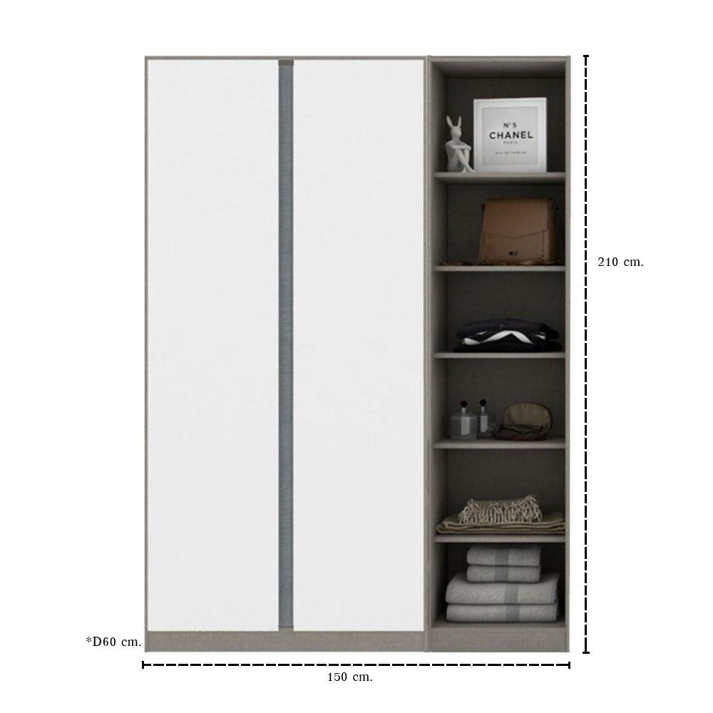 ตู้เสื้อผ้า 2 บานเปิด KONCEPT BLOX 59057905 150 ซม. สีขาว