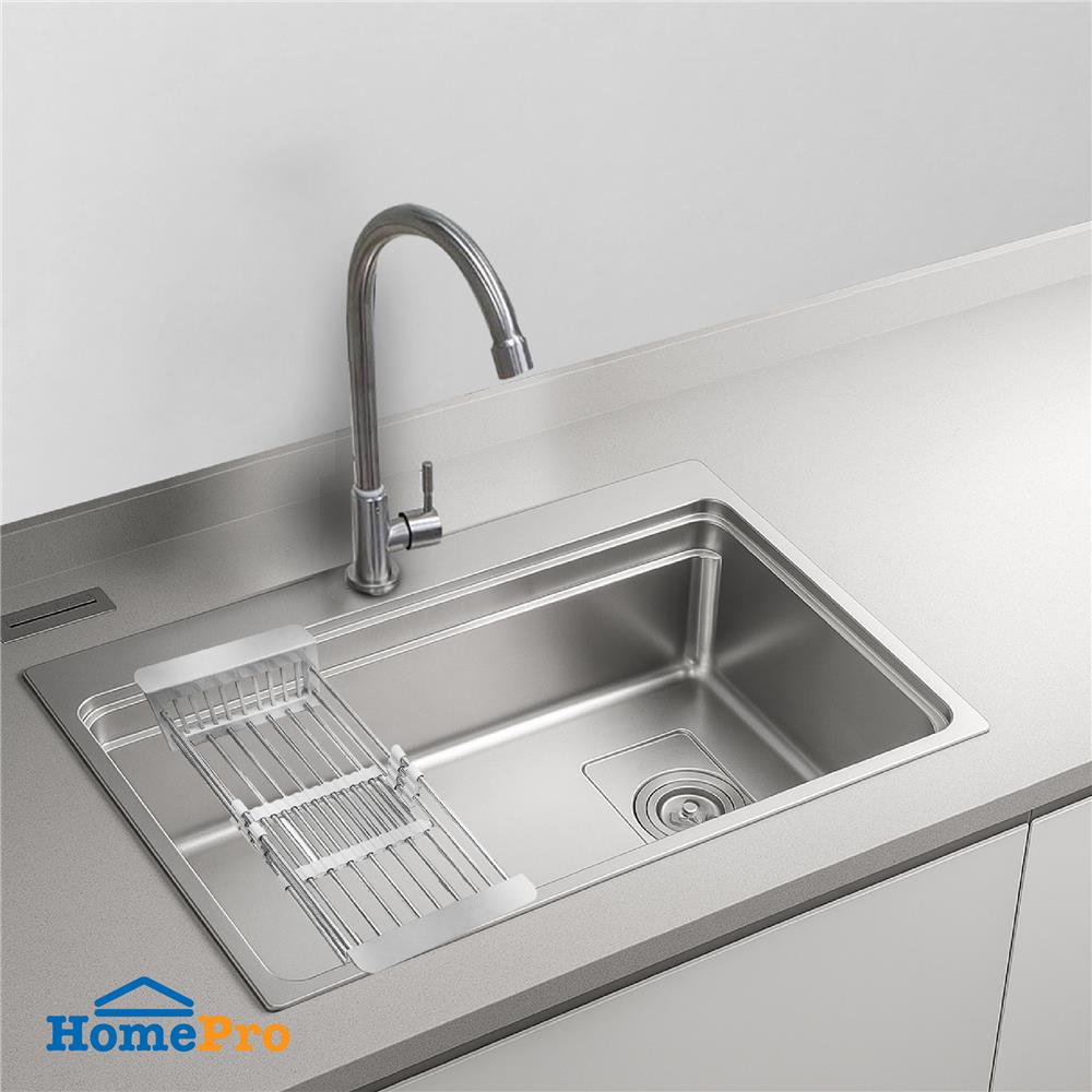 ซิงค์ฝัง 1 หลุม LUCKY FLAME BIS-0858(N) 80 ซม. สีเงิน