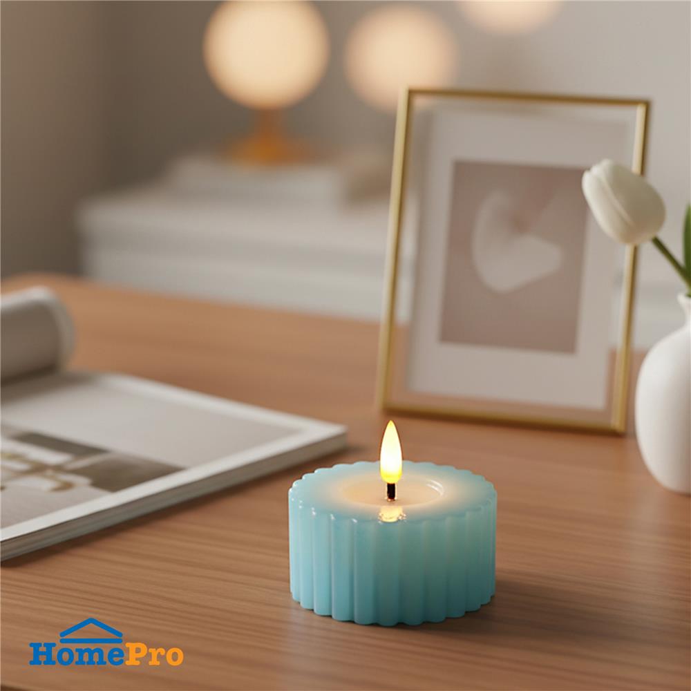 เทียนตกแต่ง LED CLAIRE WAVY 3.5 ซม. สีฟ้า