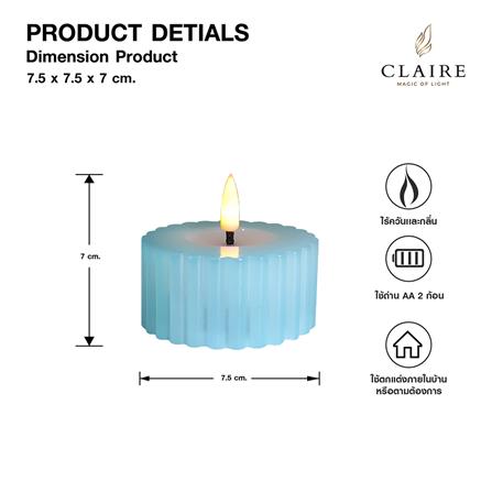 เทียนตกแต่ง LED CLAIRE WAVY 3.5 ซม. สีฟ้า_6