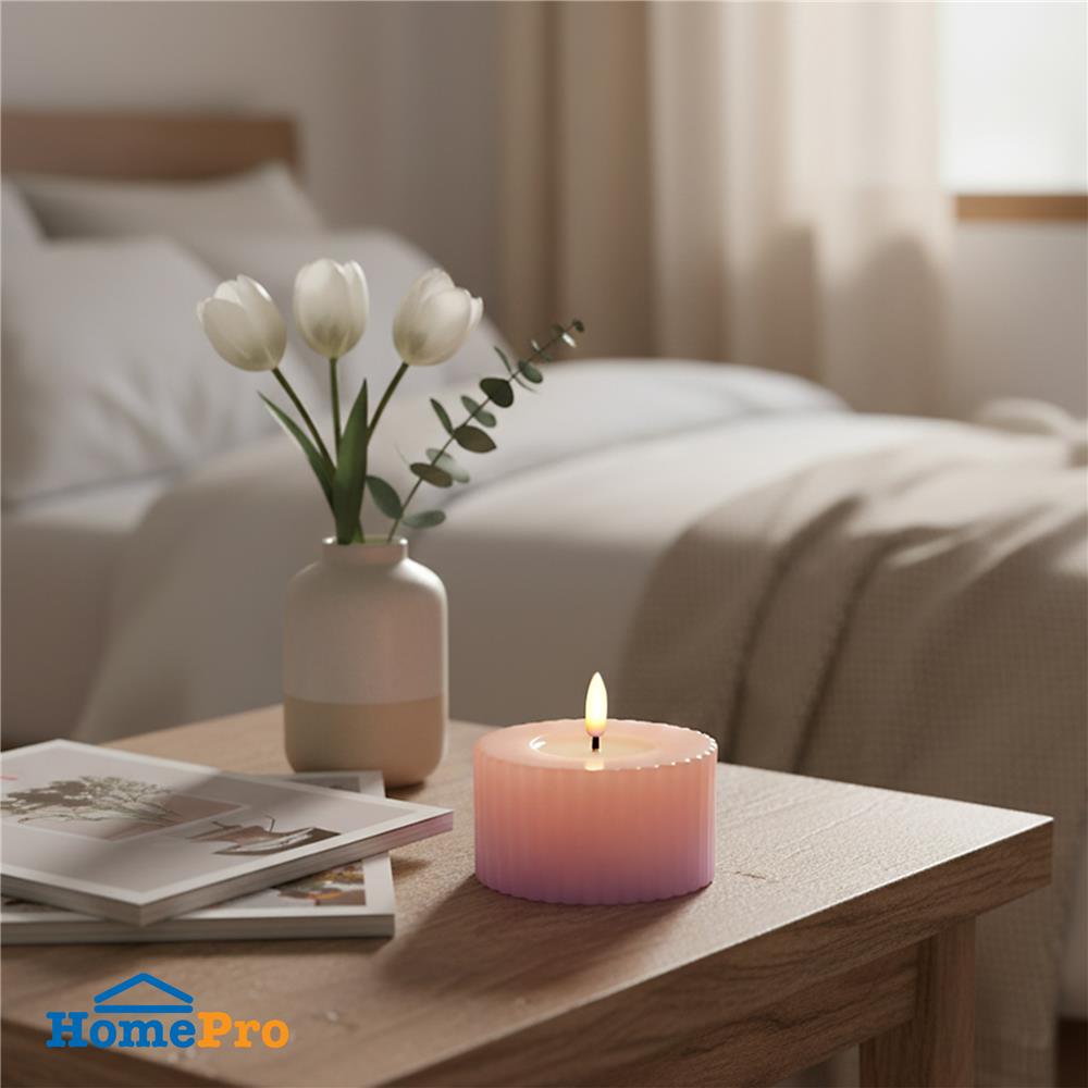 เทียนตกแต่ง LED CLAIRE WAVY 3.5 ซม. สีชมพู