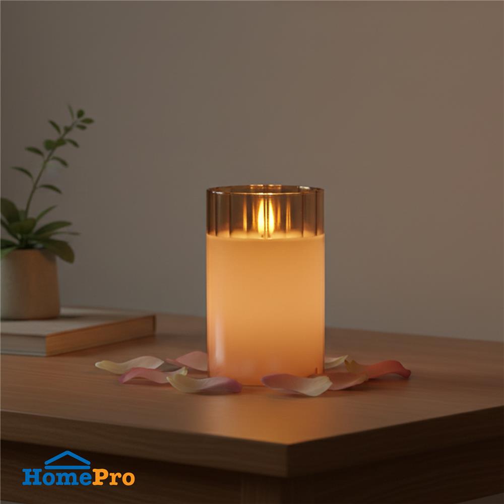 เทียนตกแต่ง LED ขอบสูง CLAIRE 12.5 ซม. สีเหลืองอำพัน