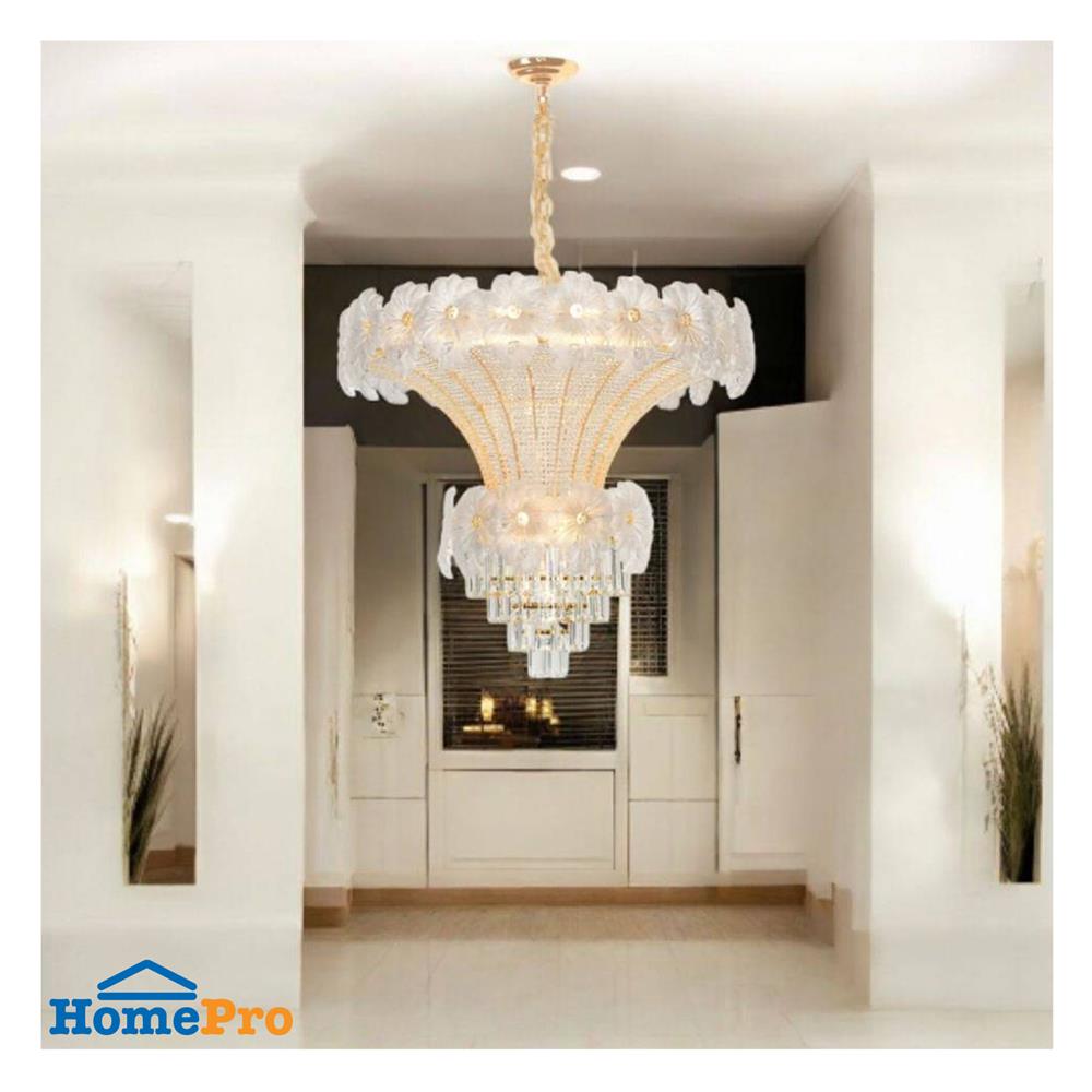 ไฟช่อ L&E CS 01-03174 สีทอง/ใส 24 หัว