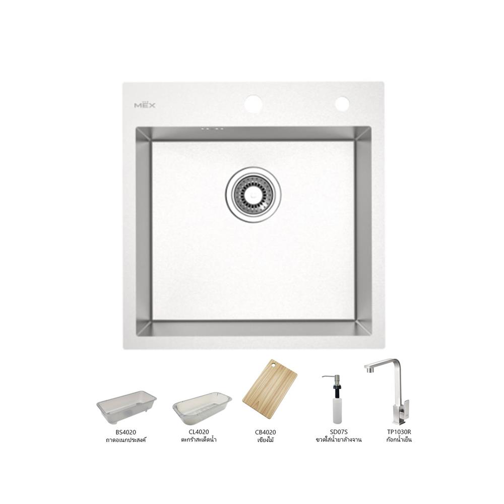 ซิงค์ฝัง 1 หลุม MEX SQ50-MF สีเงิน