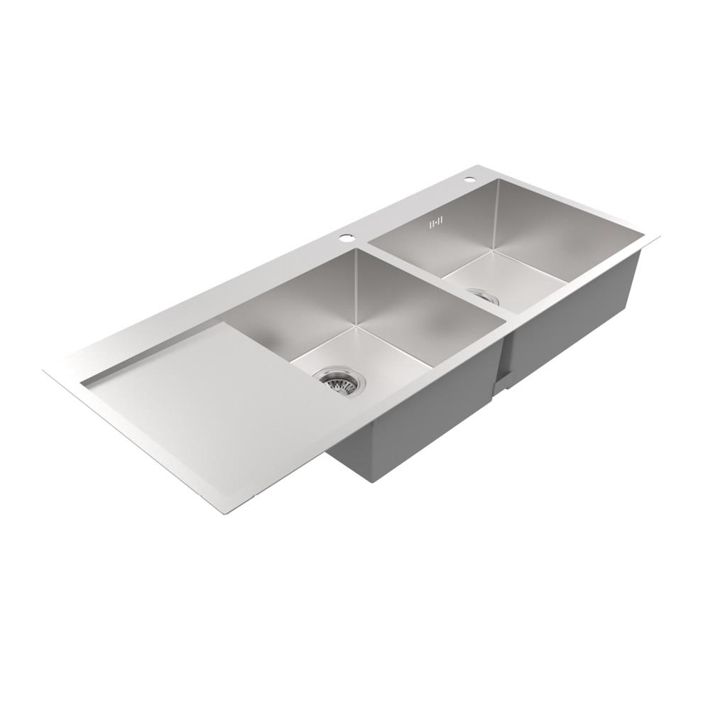 ซิงค์ฝัง 2 หลุม 1 ที่พัก MEX SQ1202R-MF สีเงิน