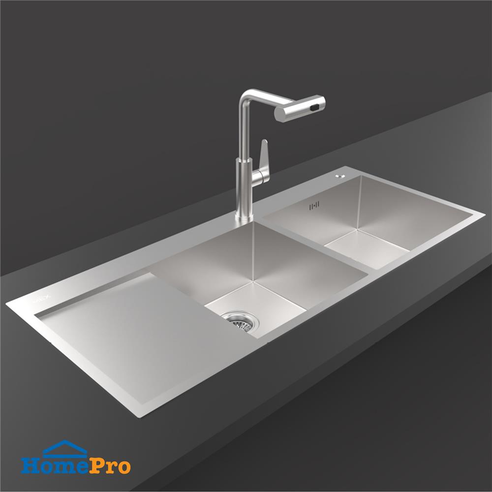 ซิงค์ฝัง 2 หลุม 1 ที่พัก MEX SQ1202R-MF สีเงิน