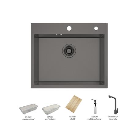 ซิงค์ฝัง 1 หลุม MEX SQ60GM-MF สีเทาดำ_0