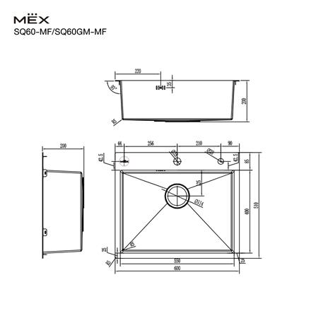 ซิงค์ฝัง 1 หลุม MEX SQ60GM-MF สีเทาดำ_5