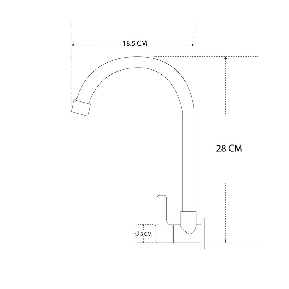 ก๊อกซิงค์เดี่ยวติดผนัง DONMARK GL-1462 สีโครม
