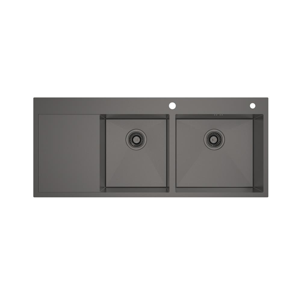 ซิงค์ฝัง 2 หลุม 1 ที่พัก MEX SQ1202RGM-MF สีเทาดำ