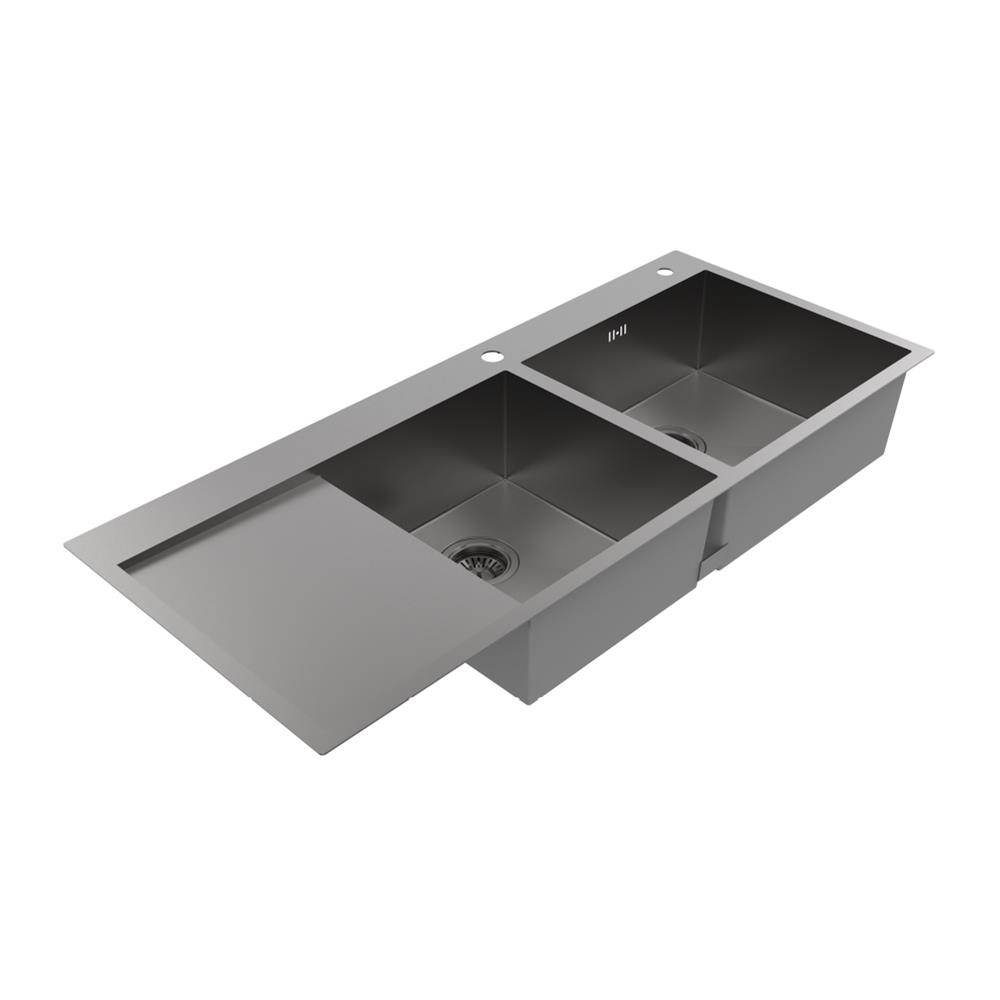 ซิงค์ฝัง 2 หลุม 1 ที่พัก MEX SQ1202RGM-MF สีเทาดำ