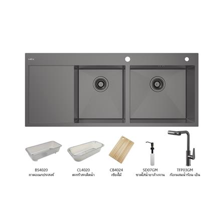 ซิงค์ฝัง 2 หลุม 1 ที่พัก MEX SQ1202RGM-MF สีเทาดำ_0