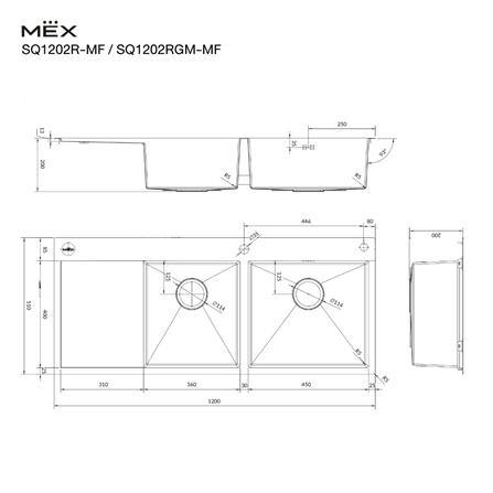 ซิงค์ฝัง 2 หลุม 1 ที่พัก MEX SQ1202RGM-MF สีเทาดำ_5
