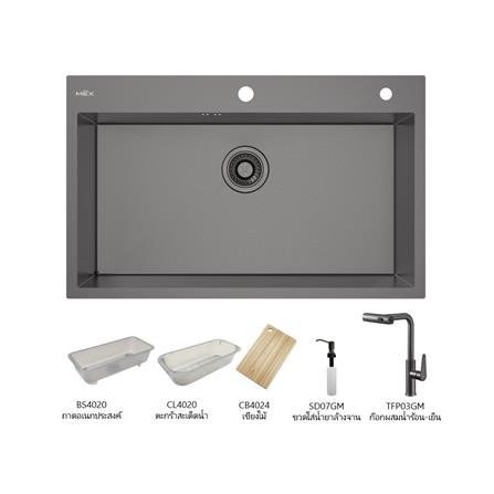 ซิงค์ฝัง 1 หลุม MEX SQ82GM-MF สีเทาดำ_0