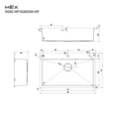 ซิงค์ฝัง 1 หลุม MEX SQ82GM-MF สีเทาดำ_11