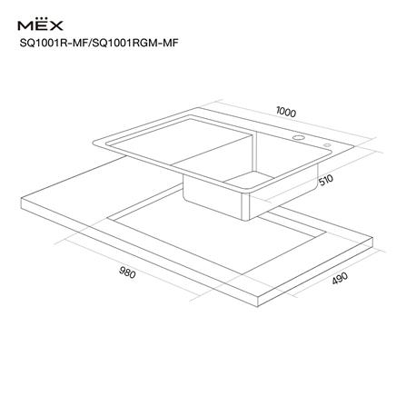 ซิงค์ฝัง 1 หลุม 1 ที่พัก MEX SQ1001R-MF สีเงิน_4