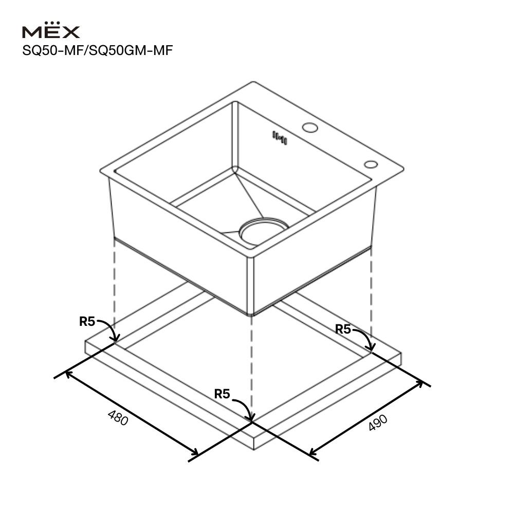 ซิงค์ฝัง 1 หลุม MEX SQ50GM-MF สีเทาดำ