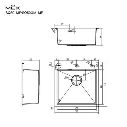 ซิงค์ฝัง 1 หลุม MEX SQ50GM-MF สีเทาดำ_10
