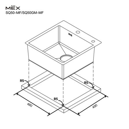 ซิงค์ฝัง 1 หลุม MEX SQ50GM-MF สีเทาดำ_9