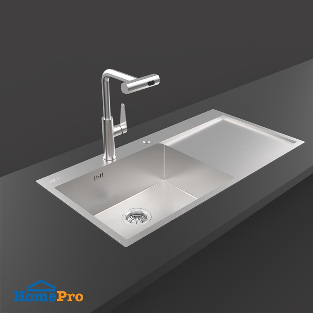 ซิงค์ฝัง 1 หลุม 1 ที่พัก MEX SQ1001L-MF สีเงิน