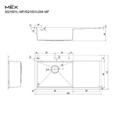 ซิงค์ฝัง 1 หลุม 1 ที่พัก MEX SQ1001L-MF สีเงิน_5