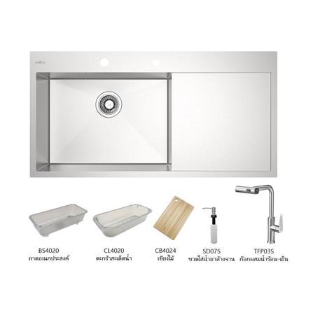 ซิงค์ฝัง 1 หลุม 1 ที่พัก MEX SQ1001L-MF สีเงิน_0