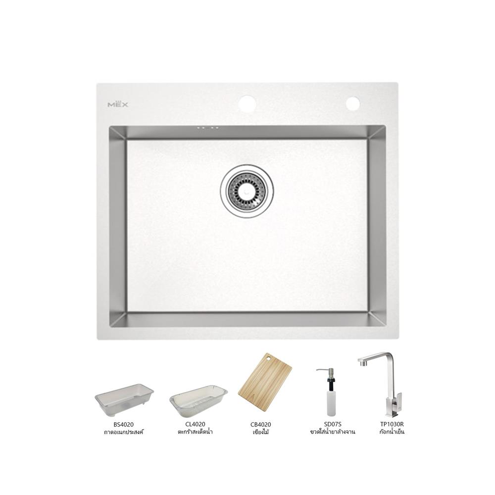 ซิงค์ฝัง 1 หลุม MEX SQ60-MF สีเงิน