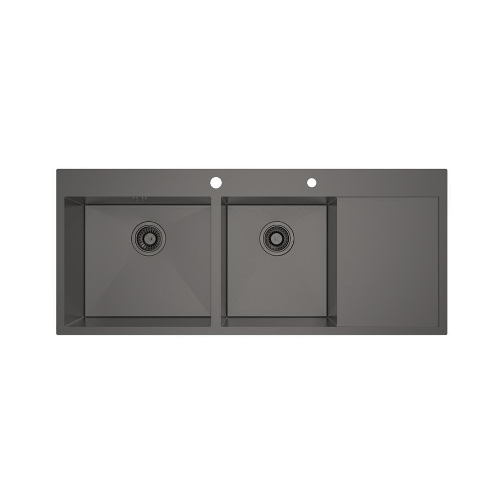 ซิงค์ฝัง 2 หลุม 1 ที่พัก MEX SQ1202LGM-MF สีเทาดำ