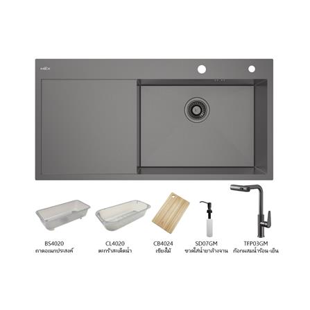 ซิงค์ฝัง 1 หลุม 1 ที่พัก MEX SQ1001RGM-MF สีเทาดำ_0