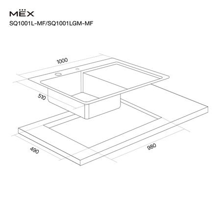ซิงค์ฝัง 1 หลุม 1 ที่พัก MEX SQ1001LGM-MF สีเทาดำ_4