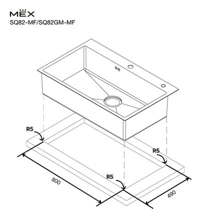 ซิงค์ฝัง 1 หลุม MEX SQ82-MF สีเงิน_4