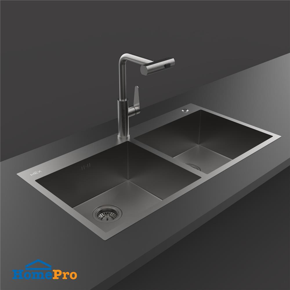 ซิงค์ฝัง 2 หลุม MEX SQ982GM-MF สีเทาดำ
