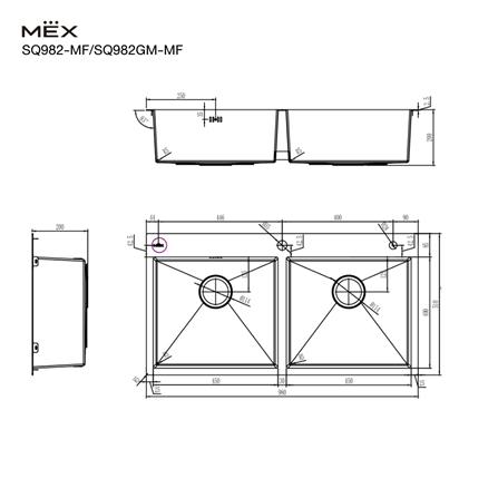 ซิงค์ฝัง 2 หลุม MEX SQ982GM-MF สีเทาดำ_5
