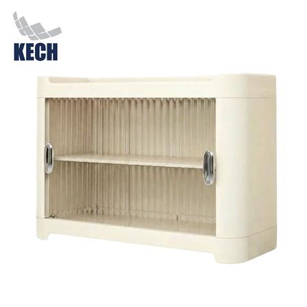 ตู้เก็บแก้วและอุปกรณ์ครัวบานสไลด์ 2 ชั้น KECH LULU สีขาว_0