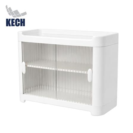 ตู้เก็บแก้วและอุปกรณ์ครัวบานสไลด์ 2 ชั้น KECH LULU สีขาว_0