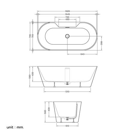 อ่างอาบน้ำ CRISTINA CT-CLICK-S16879FBT_3