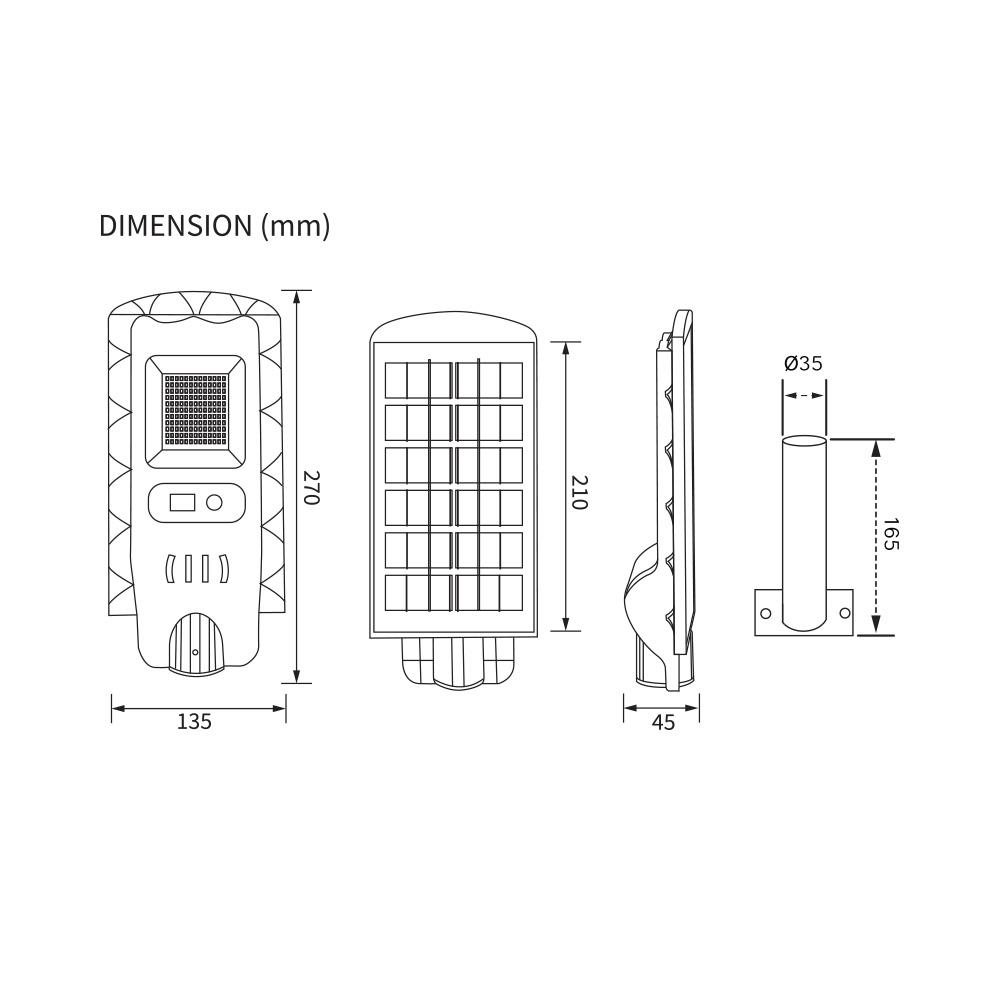 ไฟถนน SOLAR SHINING S-ST100659-4SL 100 วัตต์ DATLIGHT สีดำ