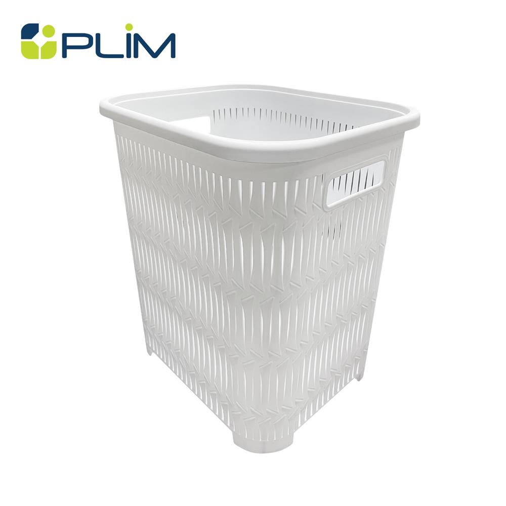 ตะกร้าผ้าเหลี่ยมสูง PLIM BAMBOO BK-113 สีขาว