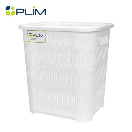 ตะกร้าผ้าเหลี่ยมสูง PLIM BAMBOO BK-113 สีขาว_0